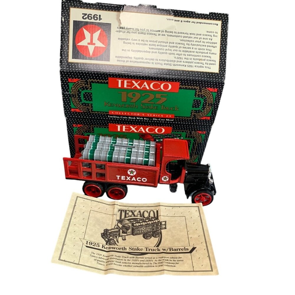 Texaco 1925 Kenworth Stake Truck Barrels Die-Cast Metal Coin Bank Collectors Ser